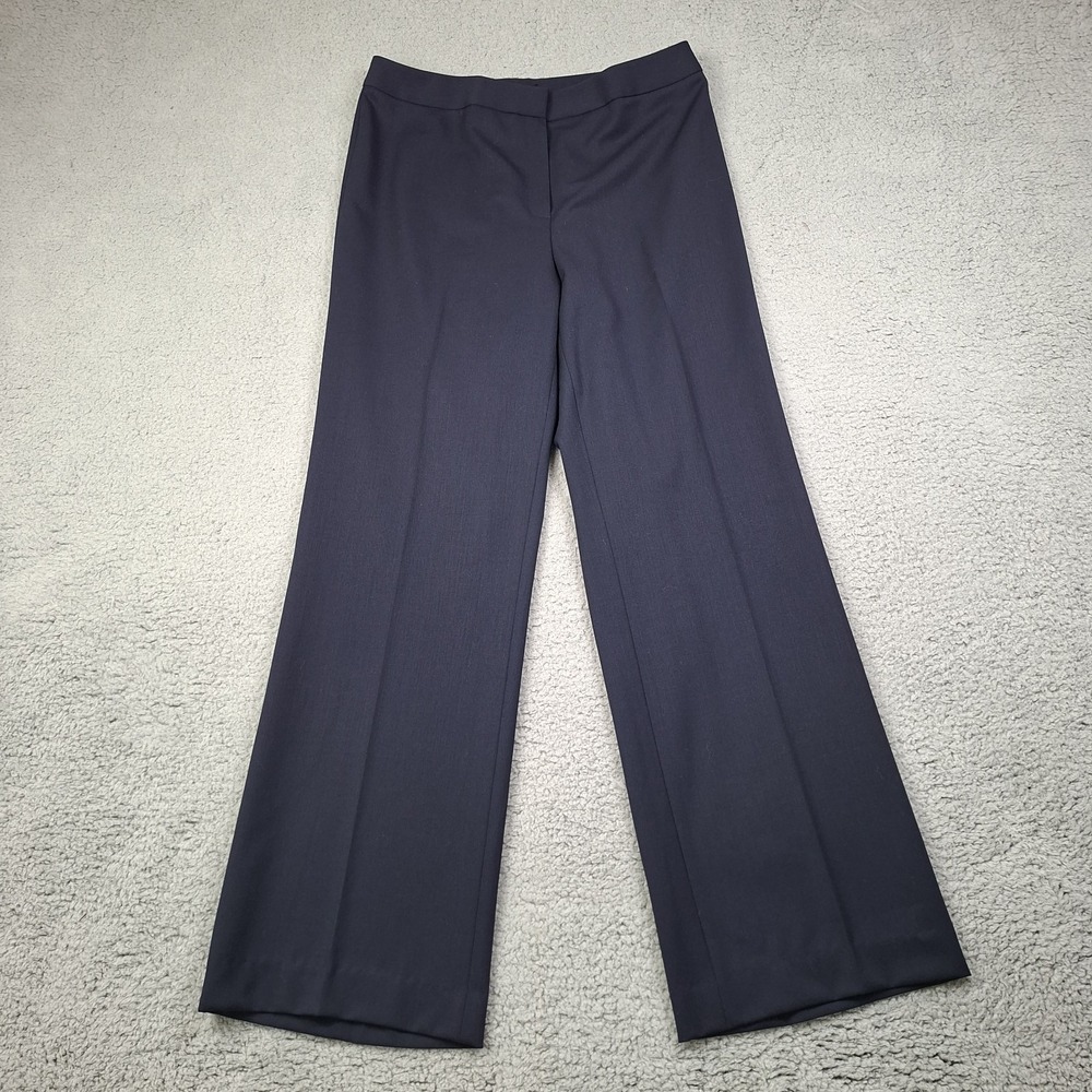 Lafayette 148 Wool Blend Navy Pants Work Capsule Wide Leg Minimalist Sz 12